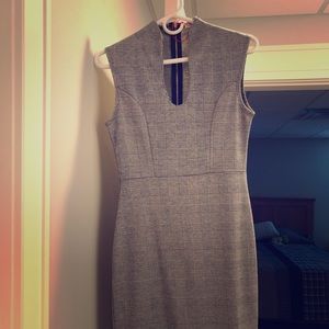 Tweed Business Casual Scoop Neck Knee Length